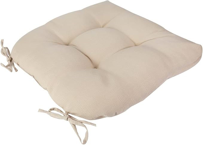 Outdoor Chair Cushions 19 x19 Inch,Water Resistant Tufted Seat Cushions 19",Reversible,Weather Resistant,Rounded Back Wicker Chair Cushion for Patio Garden Furniture(Antique Beige)