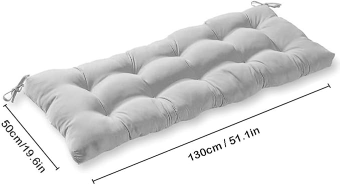 Indoor/Outdoor Bench Cushion Cotton Garden Furniture Loveseat Cushion, 51.2"x19.7" Patio Wicker Seat Cushions for Lounger (Gray)
