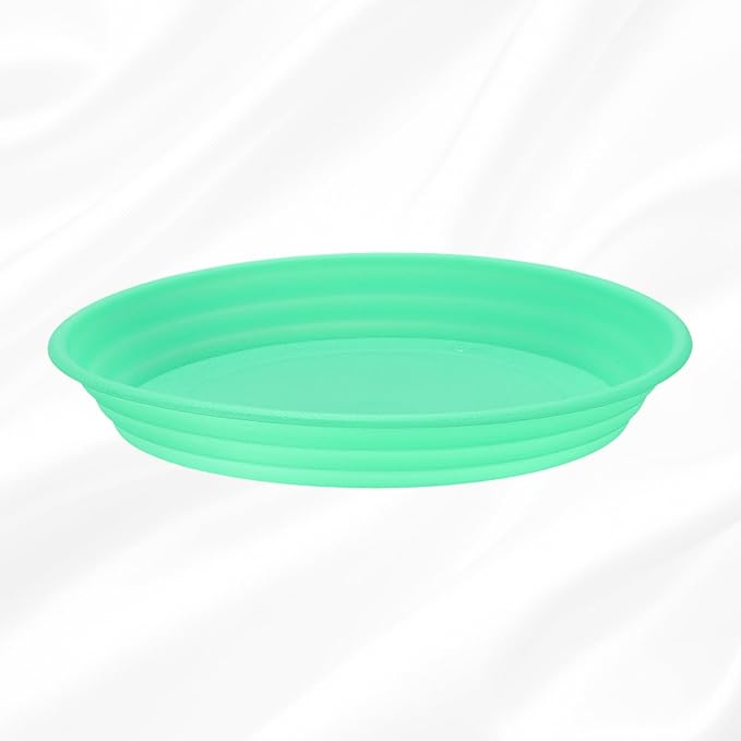 HARFINGTON Plastic Plant Saucer 7" Round Drip Trays Flower Pot Saucers Flower Base Bottom Drainage Tray for Indoors Outdoors Planters, Green
