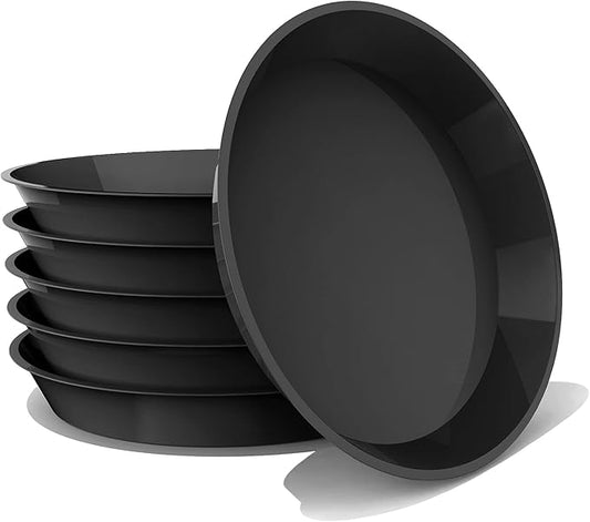 6 Pack Plant Saucer 4 6 8 10 12 14 16 18 20 22 Inch Plastic Plant Tray, Sturdy and Durable Flower Pot Container Accessories Plant Pot Saucers for Indoor and Outdoor (12 Inch, Black)
