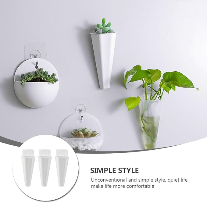 Yardwe Hanging Flower Pot 9Pcs Set White Plastic Wall Planters for Indoor and Outdoor Garden Decor Hydroponic and Trailing Compatible