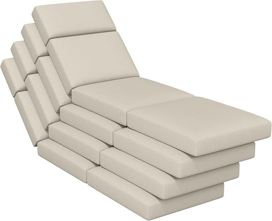 4 Pcs Chaise Lounge Cushions Outdoor, 80 x 26 x 4 Inch Lounge Chair Cushions for Outdoor Furniture - Waterproof Lounge Patio Replacement Cushion, 4In Fade-Resistant ThickPatio Chaise Lounge Cushion