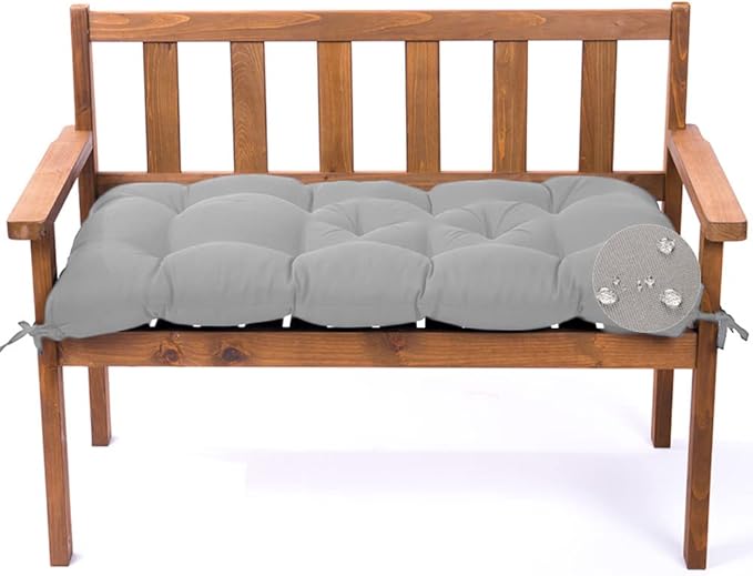 Outdoor Bench Cushion, Waterproof Swing Cushion Bench Seat Cushion, Swing Chair Replacement Seat Pads Cushion Pillow for Lounger Garden Furniture Patio Metal Wooden Bench (Light Grey, 39.37x20in)