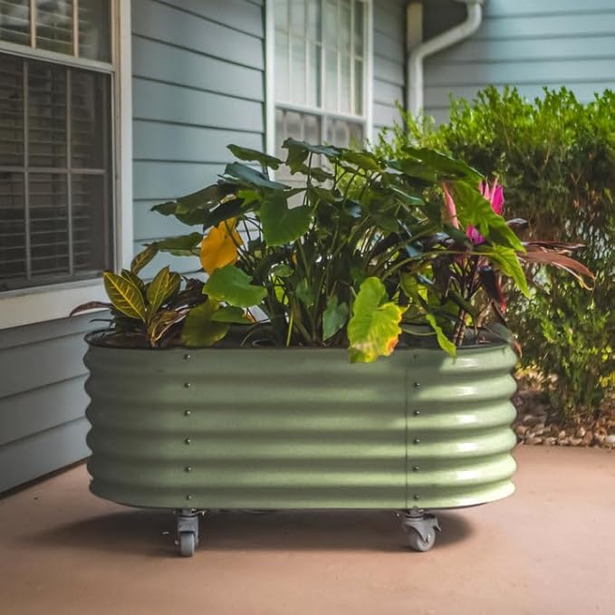 Vego garden 2 x 4 ft Self Watering Rolling Garden Bed-Olive Green
