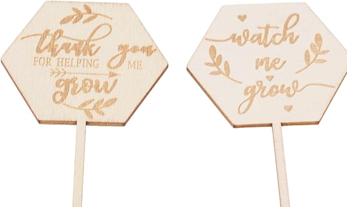 Watch Me Grow Succulent Tags, Wooden Plants Labels Thank You for Helping Me Grow Garden Marker Hexagon Planter Sign Decorations Gift for Greenhouse Potted Vegetable Seedling Baby Shower 36Pcs
