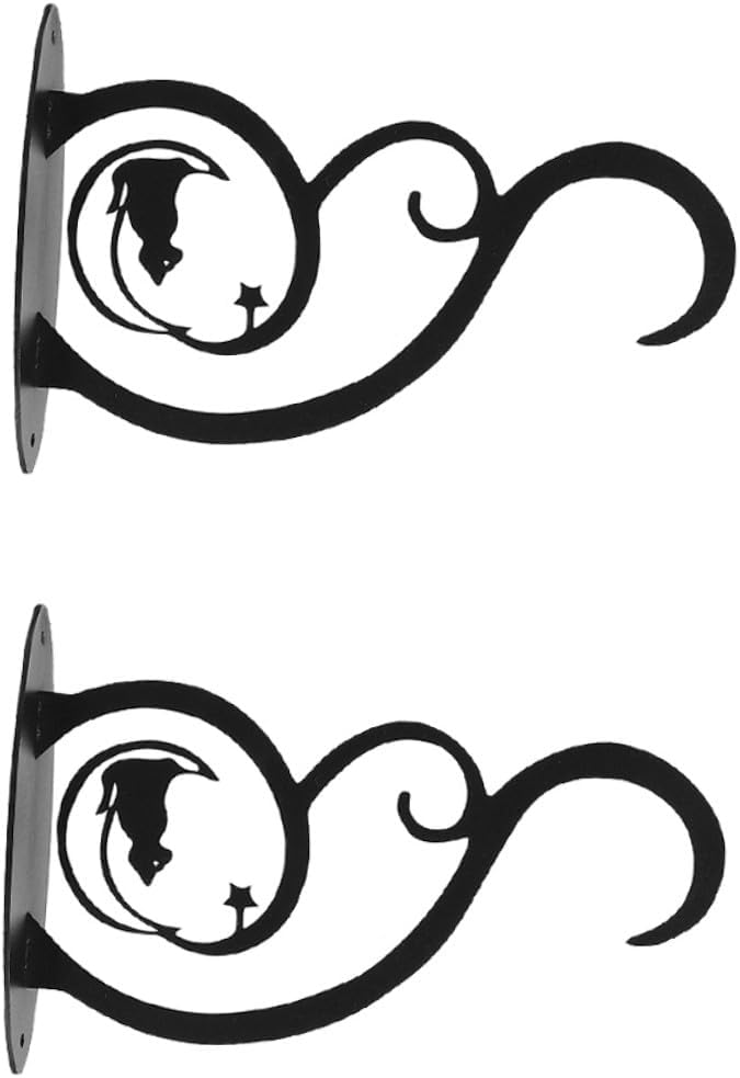 2pcs Black Wrought Iron Flowerpot Hangers Plant Brackets Wall Hooks for Outdoor Lanterns and Planters Patio Garden Decorative Storage