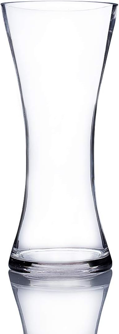 WGV Unique Bouquet Vase Bulk, 5" W, 12" H, Clear Glass Tall Floral with Flared Oval Opening, Centerpiece, Home Wedding Event Decor, 9 Pieces (VCK0912)