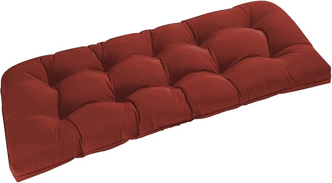 downluxe Outdoor Bench Cushion for Patio Furniture, Water Resistant Tufted Overstuffed Porch Swing Cushions, Thick Outdoor Loveseat Cushions, 44" X 19" X 5", Brick Red, Set of 1