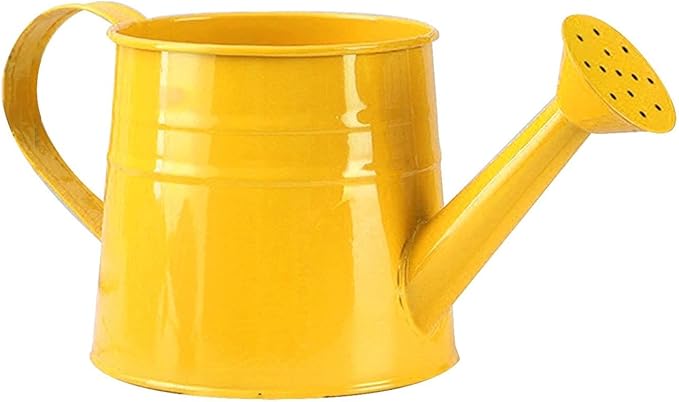 Watering Can Gardening Tool Accessories, Sprinkling Can 1L Metal Flower Garden Watering Can for Outdoor Indoor Plants Lawn Garden (Yellow)