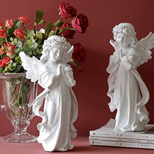 YUEOECOR Praying Angel Figurine, Waterproof Angel Wings Statue, Garden Memorial Angel, Resin Praying Angel Figurine for Home Decor or Garden