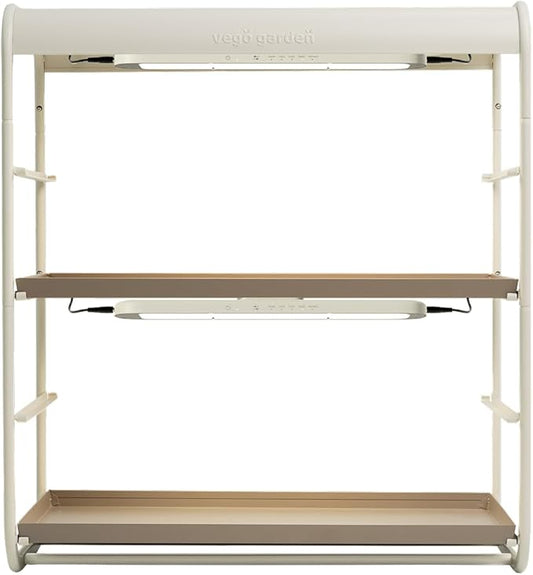 Vego garden 2 Tier Tabletop Metal Corner Plant Stand Indoor with Grow Light, Full Spectrum LED Grow Light, Plant Rack for Seed Starting, Leafy, Herbs, Fruits & Microgreens