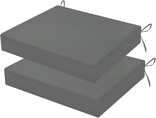 Outdoor Chair Cushions Set of 2, 18.5 x 16 Inch Patio Chair Cushions, Water Resistant, Non-Slip Ties (Dark Gray)