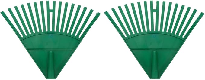 2Pcs Plastic Garden Rake Heads Leaf Rake Gardening Tool for Lawn Yard Grass Cleaning Replacement Patio Heads Sturdy Green Gardening Accessories