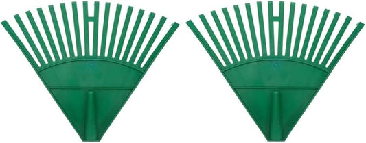 2Pcs Plastic Garden Rake Heads Leaf Rake Gardening Tool for Lawn Yard Grass Cleaning Replacement Patio Heads Sturdy Green Gardening Accessories