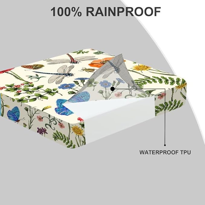 All Smiles Outdoor Chair Cushions for Patio Furniture Set of 22X22 Inch Deep Seat Waterproof Resistant Replacement Garden Flowers Farmhouse Decorative Cushions for Seat Yard Garden Deck