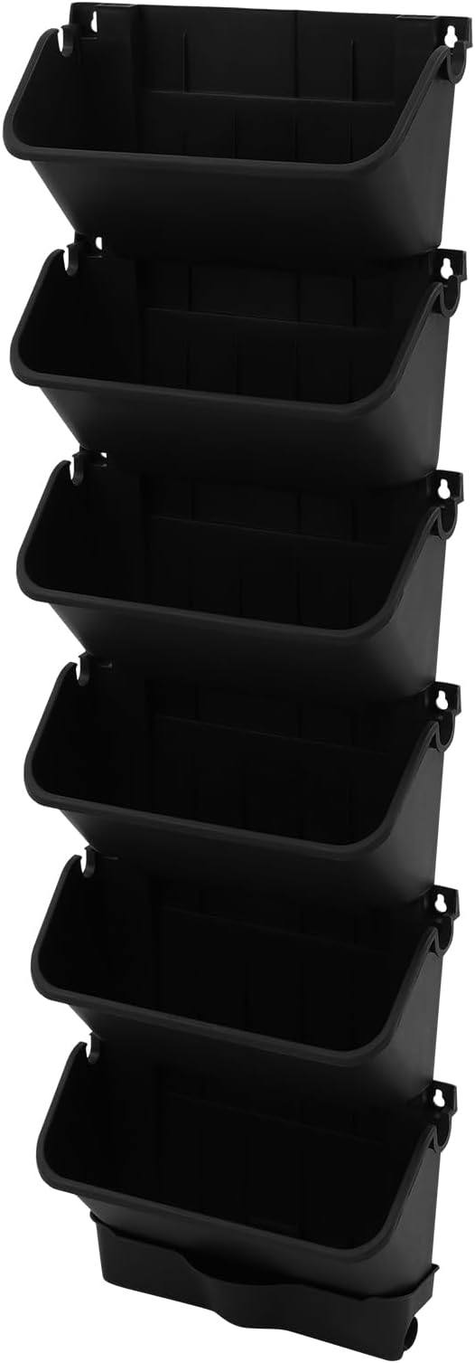 18 Pots Vertical Garden Planter, 6 Tiers Self-Watering Wall-Mounted Flower Pot Bags,Vertical Wall Planter w/Timer&18pcs Plant Pots, Hanging Planter Rack Balcony Planter for Herb (Black)