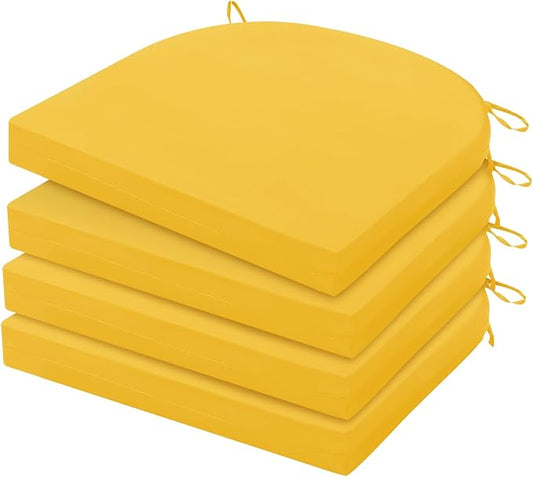 HARBOREST Outdoor Chair Cushions Set of 4, Water Resistant Patio Chair Cushions with Ties, Outdoor Seat Cushions for Patio Furniture, 17"x16"x2", Yellow