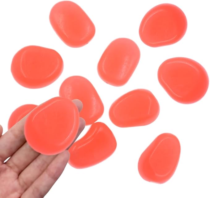 QTTLLI 20Pcs 4.5CM Large Glow Pebbles Glow in The Dark Decorative Stones Rocks for Garden Path Walkway Yard Fish Tank, Orange