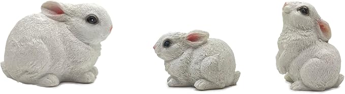 3PCS Bunny Statues Garden Decorations Set, Outdoor Small Light Weight Baby Rabbit Garden Statues for Outside Patio, Porch, or Flower Pots