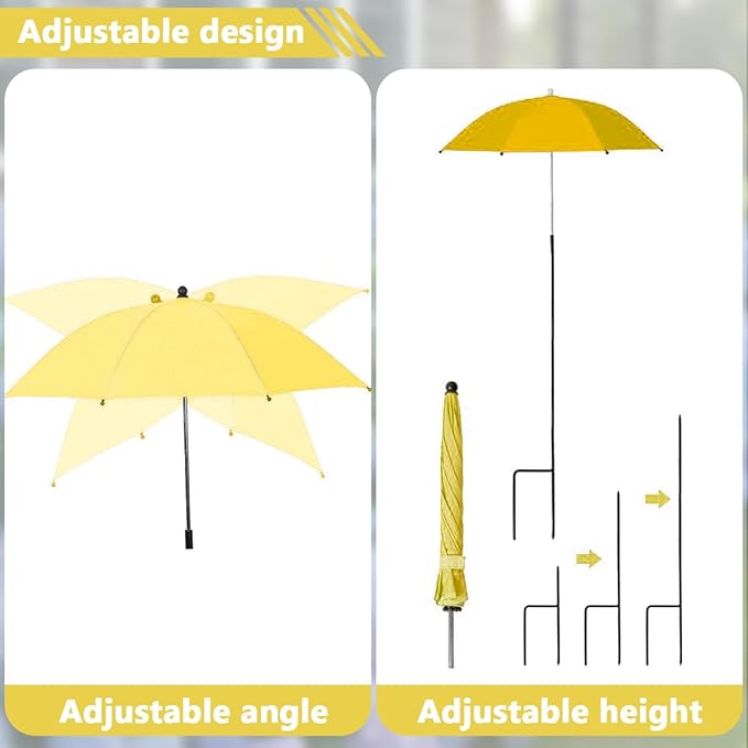 3Pcs Plant Umbrellas for Outdoor Plants, 24" Larger Adjustable Portable Plant Shade Cloth Umbrella, 52" Higher Garden Umbrella Windproof, Sun Shade for Plants, Potted Plants