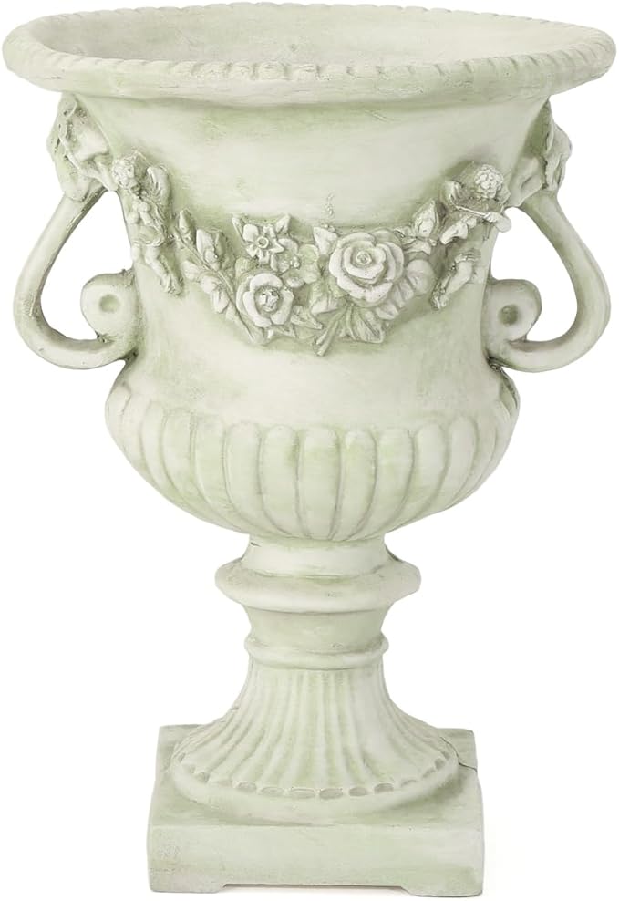 17.3" W x 24" H White Magnesium Oxide Planter Pot - Ideal for Backyard, Patio, Garden Decor