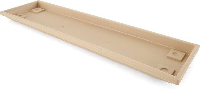 The HC Companies Venetian Rectangular Plant Tray - Lightweight Plastic Plant Saucer - Plant Drip Trays for Drainage -UV Resistant Pot Saucer for Indoor & Outdoor Use (29.5" Sandstone, Pack of 1)