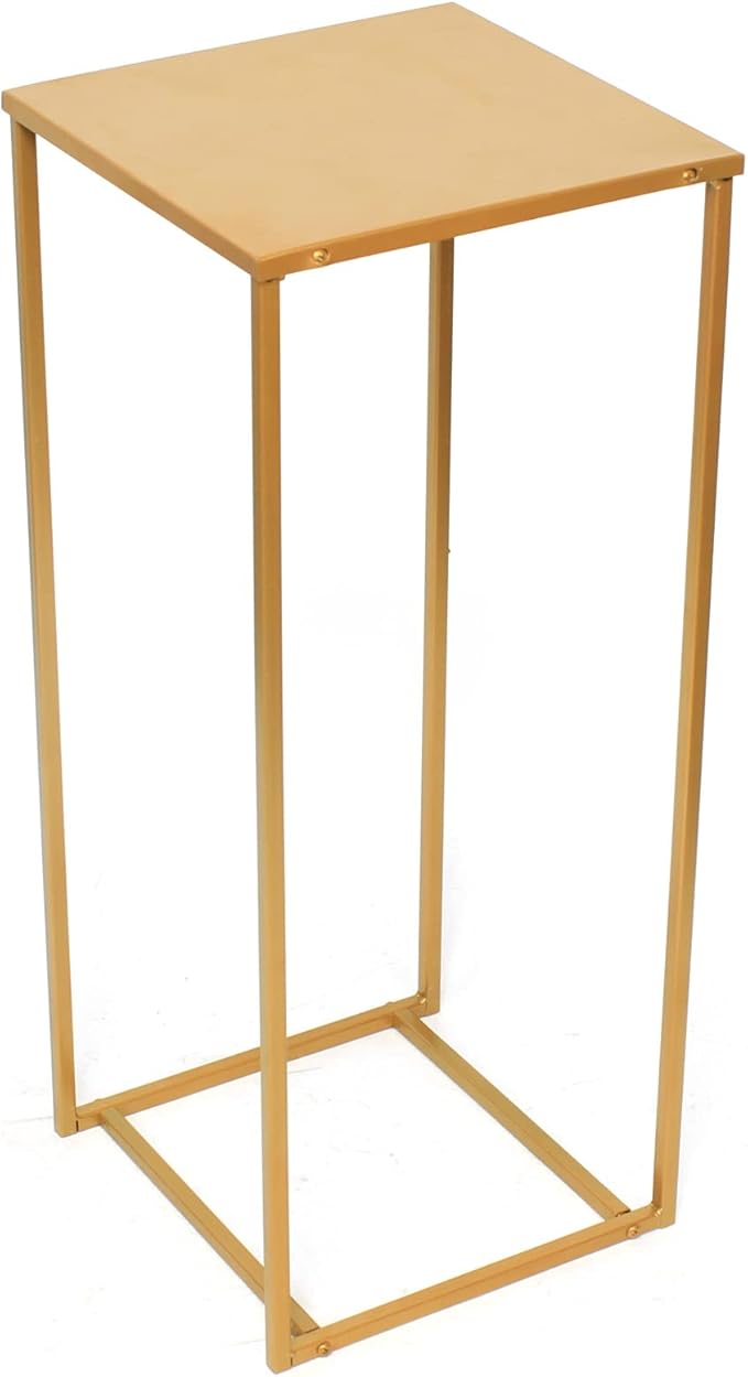 Set of 3 Metal Plant Stand Golden Nesting Display End Table Tall Pedestal Stand Indoor Outdoor Flower Pot Holder Stand Plant Square Display Rack Set for Wedding Garden Patio Terrace