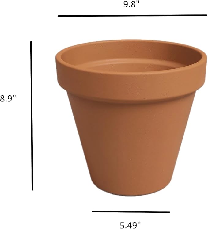 10 Inch Drainage Hole Terracotta Clay Pot - Classic Plant Pot for Protection