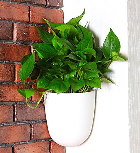 ORIMERC 2 Pack Corner Wall Mounted Hanging Planter Self Watering Triangle Plastic Flower Pot Decorative Modern Plant Vase Container Holder for Succulent Indoor Outdoor Home Office Décor White