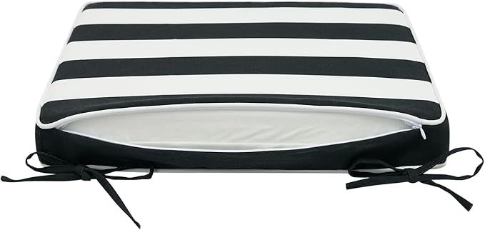 Magpie Fabrics Indoor Outdoor Waterproof Square Chair Cushion, 18" x 18" x 2.5", 2 Pack, Water Resistant Seat Cushions, for Patio Garden Office, Black White