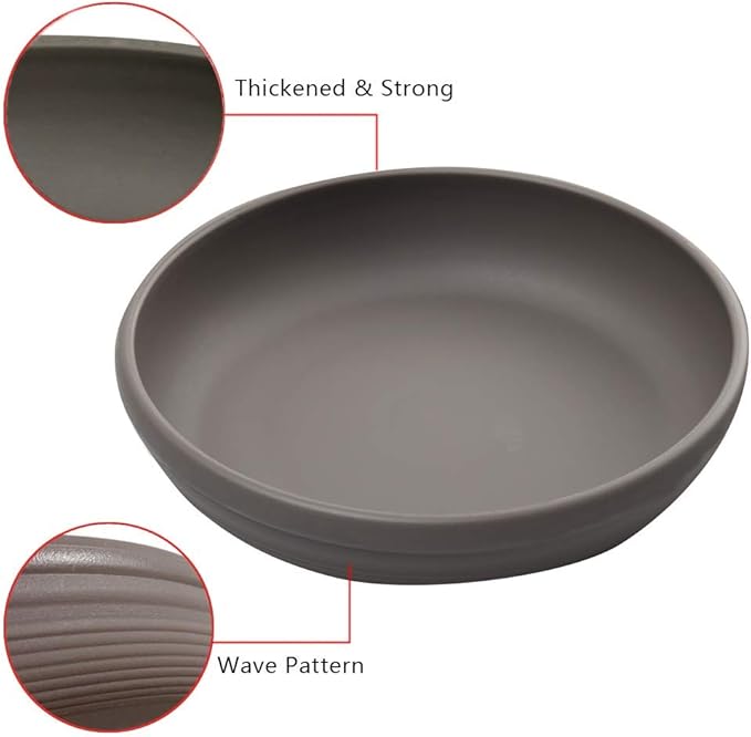SAROSORA Round Plastic Plant Saucer Drip Tray 7" Set of 6 for Indoor Outdoor Home Garden Flower Plant Container Flower Pot Pallets ((5.8''+7"+8'') x2, Dark Grey)