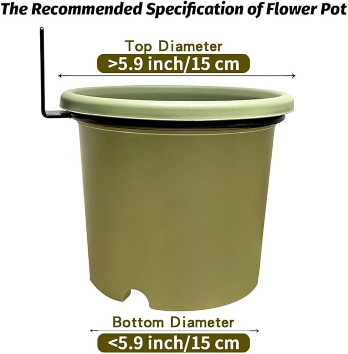 8 Pack 6 Inch Wall Mounted Plant Holder, Heavy Duty Flower Pot Holder Ring, Rust Resistant Wall Plant Holder for Indoor and Outdoor Flower Pots, Garden, Fence Balcony, Home (Black)