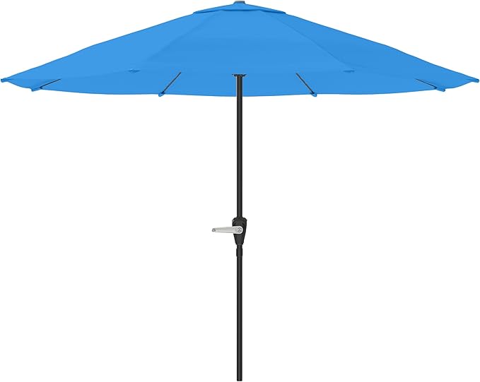 Pure Garden Patio Umbrella with Vented Canopy - 9FT Easy Crank Outdoor Umbrella for Shade - For Deck, Balcony, Backyard, or Pool (Brilliant Brilliant Blue)