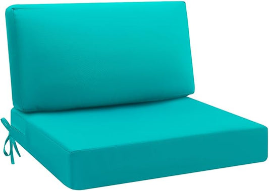 idee-home Outdoor Cushions for Patio Furniture, Outdoor Seat Cushion, Waterproof Hampton Bay Deep Seat Replacement Couch Chair Cushions for Garden Lawn Backyard Deck, 26.5 x 26.5 Peacock Blue