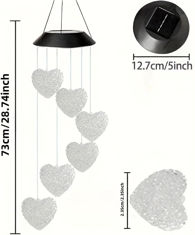 Solar Wind Chimes Outside Color Changing Lights,Solar Valentines Lights Outdoor,Valentine Solar Powered Lights,Garden Decor for Patio Yard Garden Home,Gifts for Women