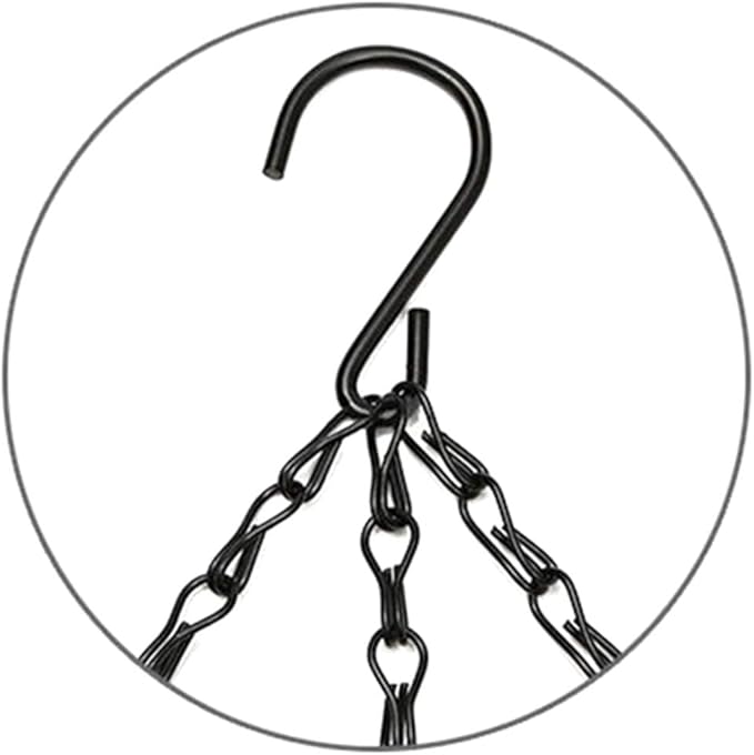 Black Hanging Basket Chains 3 Leads Flower Plant Pot Replacement Chain with Hooks Hanger for Bird Feeders, Planters, Lanterns and Ornaments 5 Pack Choose Length (20inch)