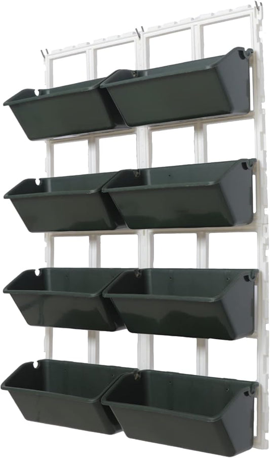 8 Pockets Vertical Planters Indoor Outdoor Living Wall Mounted Garden Wall Planter for Herb Plants, Balcony Decoration (Dark Green)