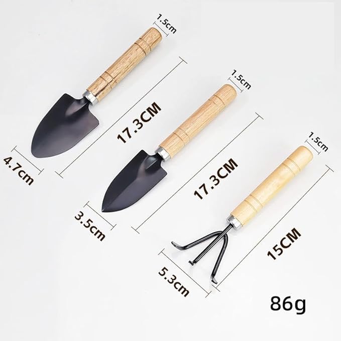6 PCS Mini Gardening Tool Set, Shovel, Spade, Rake Kit with Ergonomic Wooden Handles for Planting, Weeding and Cultivating, Kid Gardening Plant Tool for Cactus Herbs Indoor Miniature Plants(2 Sets)