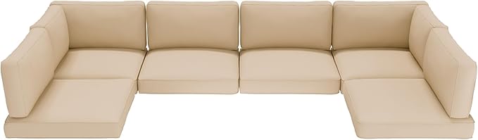 Crownland 14 Piece Outdoor Furniture Replacement Cushions, Sofa Cushions for 6 Seat Rattan Wicker Sectional Patio Conversation Sets, Water-Resistant Cushion, Light Brown