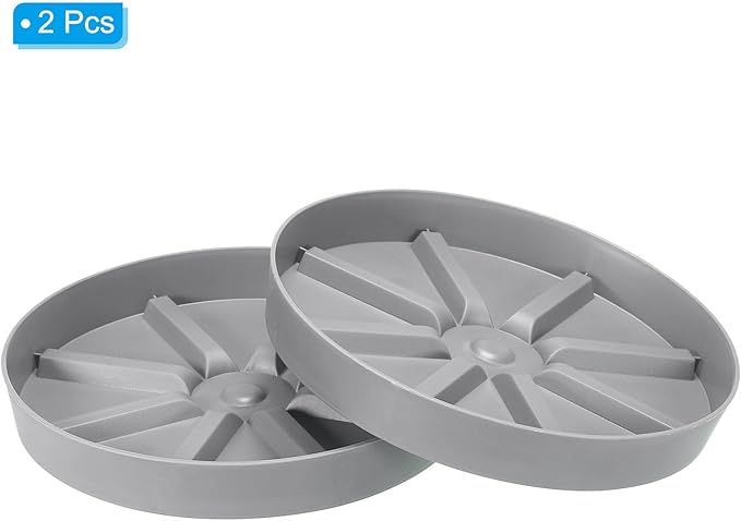 PATIKIL 9 Inch Plant Saucers Tray, 2Pcs Durable Plastic Round Flower Pot Drip Tray Thicker Anti-Rot Root for Indoors Outdoors Home Garden, Grey