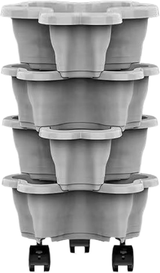 Stackable Planter - Vertical Gardening Pot Set, Multi-Level Weather Resistant Containers | Drainage Plant Growing System for Vegetables Herbs Flowers, Indoor Outdoor Use for Patio Balcony Lawn Decor