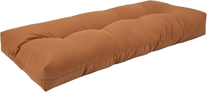 FUNHOME Outdoor Bench Cushion 45 x18 inch with Non-Slip Grips,Water Resistant Porch Swing Cushion,Bench Pillow Pads,Tufted Cushions for Patio Garden Furniture,45" Seat Cushions(Caramel Orange)