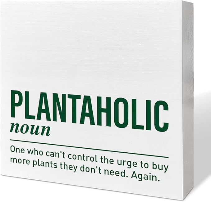 Plant Lover Desk Wooden Box Sign Decor, Plantaholic Definition, Plant Garden Decor Home Office Desk Decoration Gardening Gardener Planter Plant Lover Gifts for Women Men Mom Teens Kids