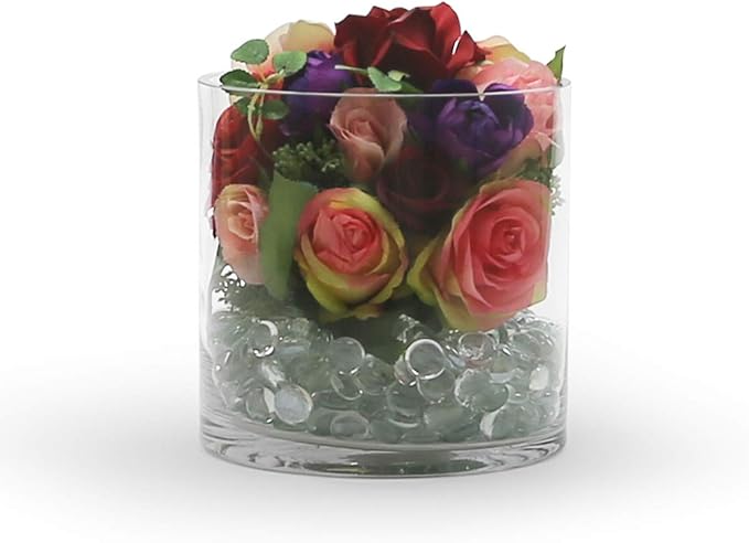 WGVI Thick Weighted Clear Right Cylinder Glass Vases, 10" W x 10" H, Equilateral Cylinder Glass Flower Arrangement Centerpieces Tabletop Storage Container Home Decor, 1 Piece