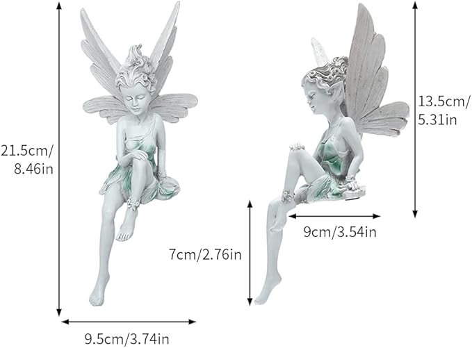Sitting Fairy Garden Statue,Angel Yard Statues Outdoor Resin Crafts Flower Decor Park Lawn Decoration Home Patio Garden(Color:White)