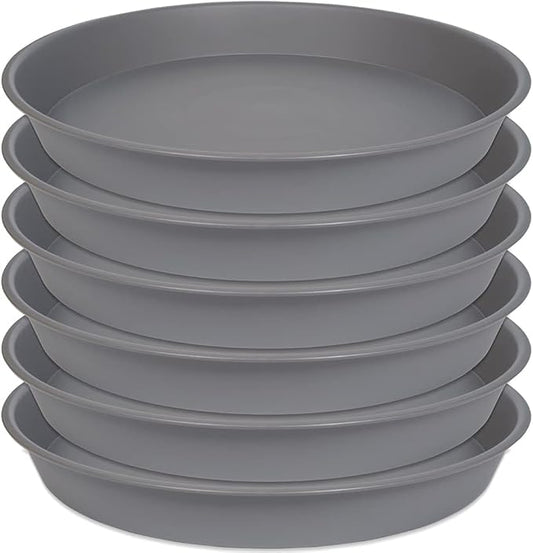 6 Packs of Plant Saucer Tray 6 inch, 4 5 6 8 10 12 14 16 18 20 inch Heavy Duty Plastic Drip Trays Saucers for Indoors Outdoor Garden, Flower Pot Drainage Tray, Plate for Planter 5-7" (6", Gray)