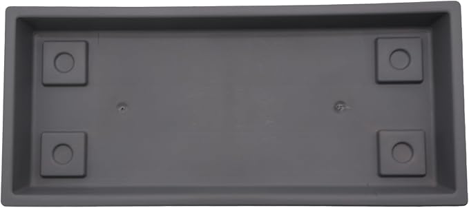 The HC Companies Venetian Rectangular Plant Tray - Lightweight Plastic Plant Saucer - Plant Drip Trays for Drainage -UV Resistant Pot Saucer for Indoor & Outdoor Use (17.5" Warm Gray, Pack of 1)