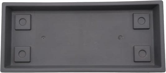 The HC Companies Venetian Rectangular Plant Tray - 29.5" Saucer for 30" Planter Pot, Plastic Drip Tray for Drainage - Indoor & Outdoor Use, Warm Gray