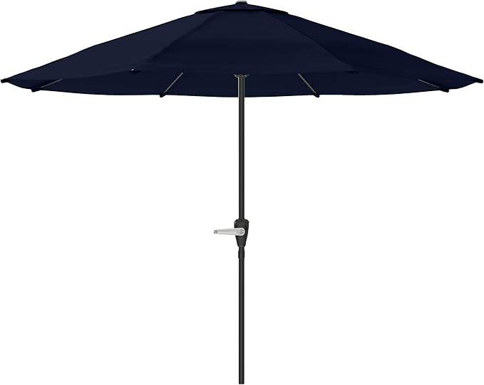 Pure Garden Patio Umbrella with Vented Canopy - 9FT Easy Crank Outdoor Umbrella for Shade - For Deck, Balcony, Porch, Backyard, or Pool (Navy)