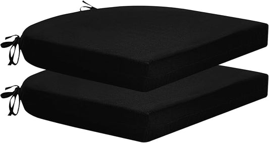HARBOREST Outdoor Chair Cushions Set of 2, Water Resistant Patio Chair Cushions with Ties, Outdoor Seat Cushions for Patio Furniture, 17"x16"x2", Black